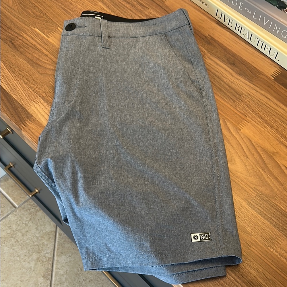 Salty Crew Blue Flat Front Shorts Casual Style